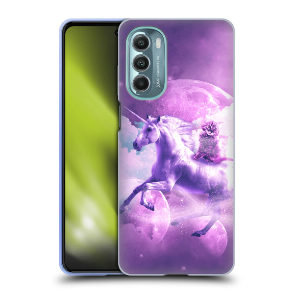 Random Galaxy Space Unicorn Ride Purple Galaxy Cat Soft Gel Case for Motorola Moto G Stylus 5G (2022)