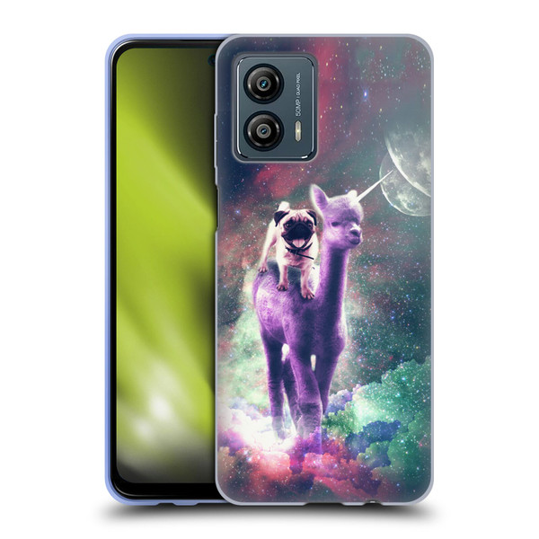 Random Galaxy Space Unicorn Ride Pug Riding Llama Soft Gel Case for Motorola Moto G53 5G