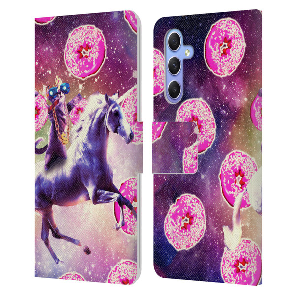 Random Galaxy Mixed Designs Thug Cat Riding Unicorn Leather Book Wallet Case Cover For Samsung Galaxy A34 5G