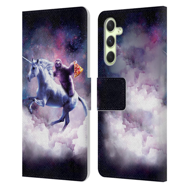 Random Galaxy Space Unicorn Ride Pizza Sloth Leather Book Wallet Case Cover For Samsung Galaxy A54 5G