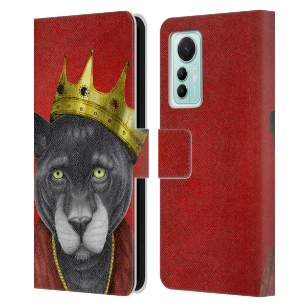 Barruf Animals The King Panther Leather Book Wallet Case Cover For Xiaomi 12 Lite