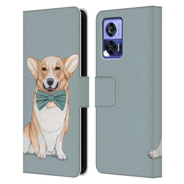 Barruf Dogs Corgi Leather Book Wallet Case Cover For Motorola Edge 30 Neo 5G