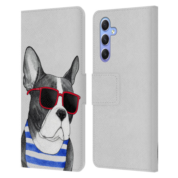 Barruf Dogs Frenchie Summer Style Leather Book Wallet Case Cover For Samsung Galaxy A34 5G