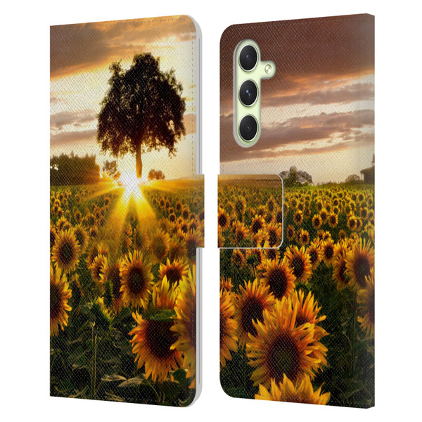 Celebrate Life Gallery Florals Fields Of Gold Leather Book Wallet Case Cover For Samsung Galaxy A54 5G