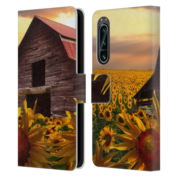 Celebrate Life Gallery Florals Sunflower Dance Leather Book Wallet Case Cover For Sony Xperia 5 IV