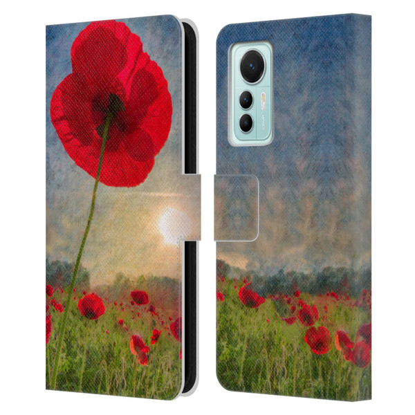 Celebrate Life Gallery Florals Red Flower Leather Book Wallet Case Cover For Xiaomi 12 Lite