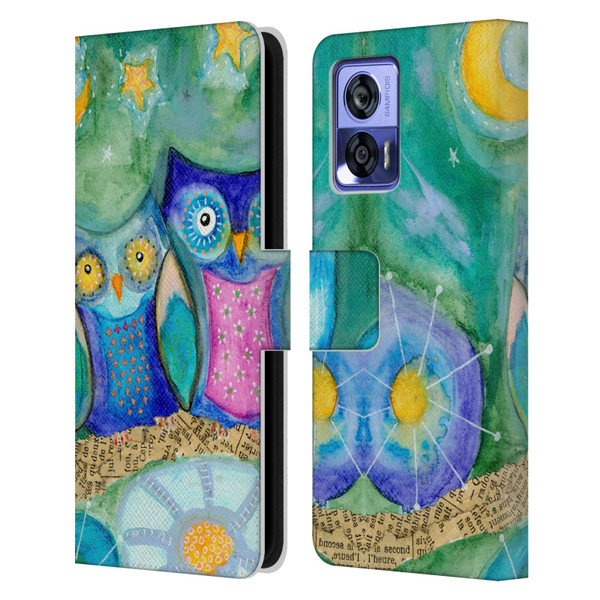 Wyanne Owl Wishing The Night Away Leather Book Wallet Case Cover For Motorola Edge 30 Neo 5G