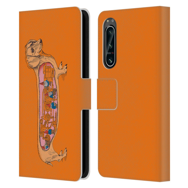 Rachel Caldwell Animals 3 Dachshund Leather Book Wallet Case Cover For Sony Xperia 5 IV