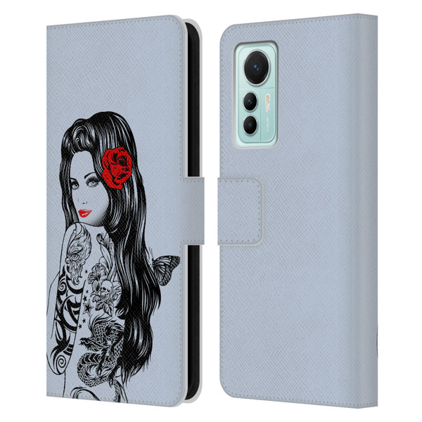 Rachel Caldwell Illustrations Tattoo Girl Leather Book Wallet Case Cover For Xiaomi 12 Lite
