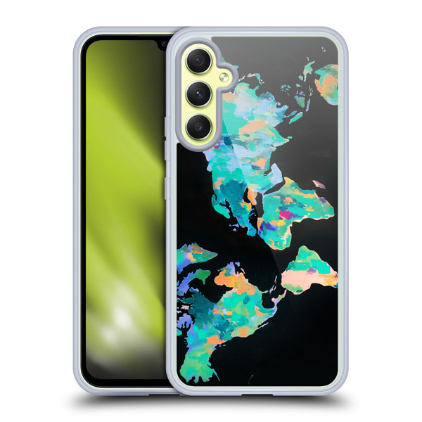 Mai Autumn Paintings World Map Soft Gel Case for Samsung Galaxy A34 5G