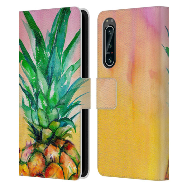 Mai Autumn Paintings Ombre Pineapple Leather Book Wallet Case Cover For Sony Xperia 5 IV
