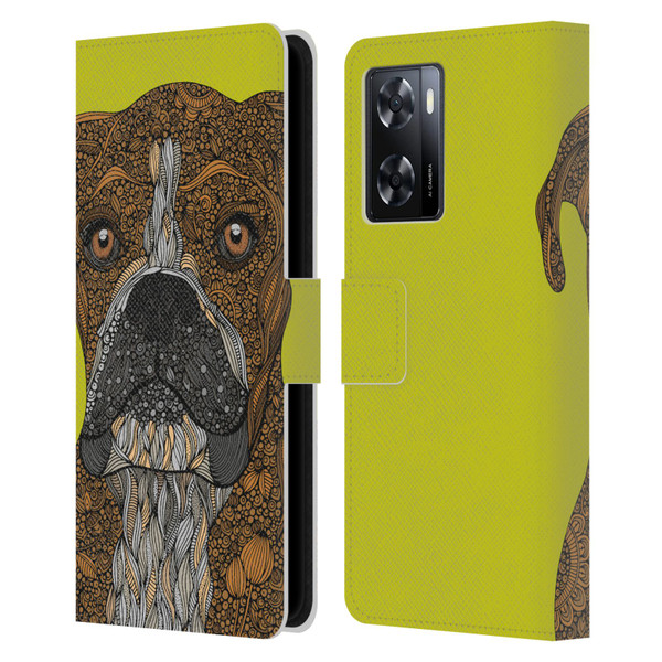 Valentina Dogs Boxer Leather Book Wallet Case Cover For OPPO A57s