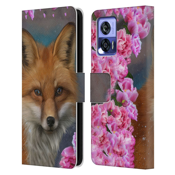 Ash Evans Animals Fox Peonies Leather Book Wallet Case Cover For Motorola Edge 30 Neo 5G
