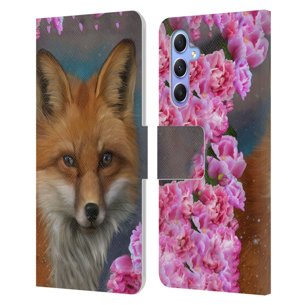 Ash Evans Animals Fox Peonies Leather Book Wallet Case Cover For Samsung Galaxy A34 5G