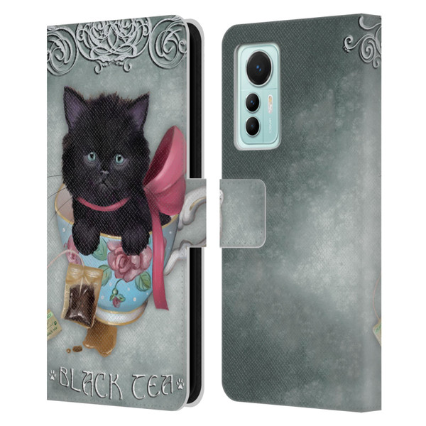 Ash Evans Black Cats Tea Leather Book Wallet Case Cover For Xiaomi 12 Lite