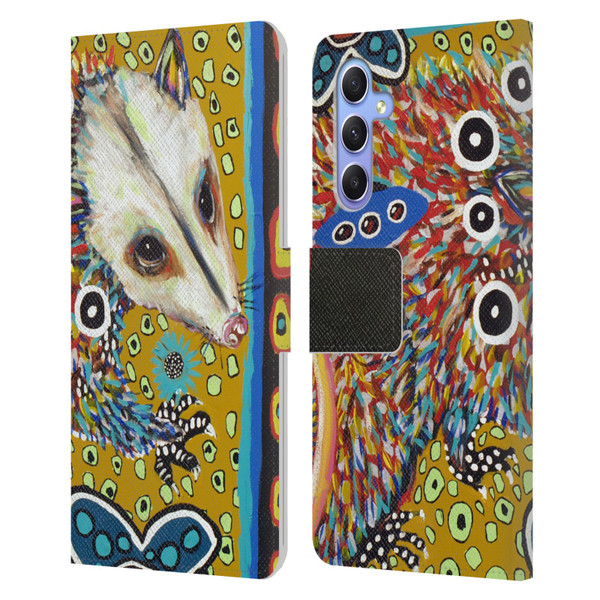 Mad Dog Art Gallery Animals Possum Leather Book Wallet Case Cover For Samsung Galaxy A34 5G