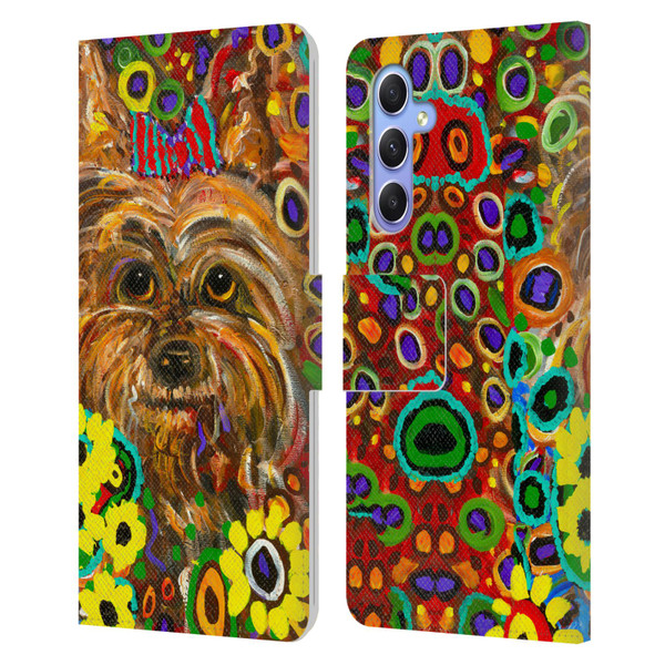 Mad Dog Art Gallery Dogs 2 Yorkie Leather Book Wallet Case Cover For Samsung Galaxy A34 5G