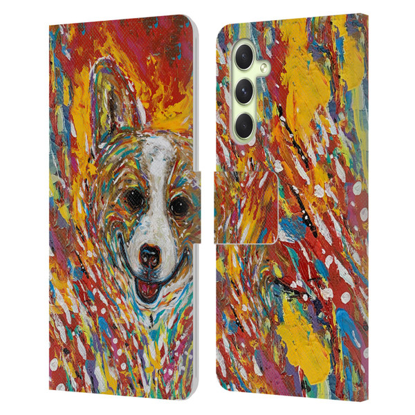 Mad Dog Art Gallery Dog 5 Corgi Leather Book Wallet Case Cover For Samsung Galaxy A54 5G