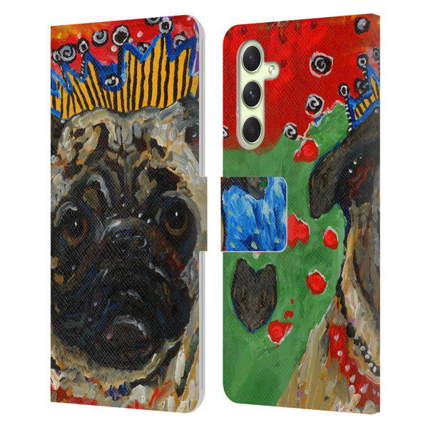 Mad Dog Art Gallery Dogs Pug Leather Book Wallet Case Cover For Samsung Galaxy A54 5G