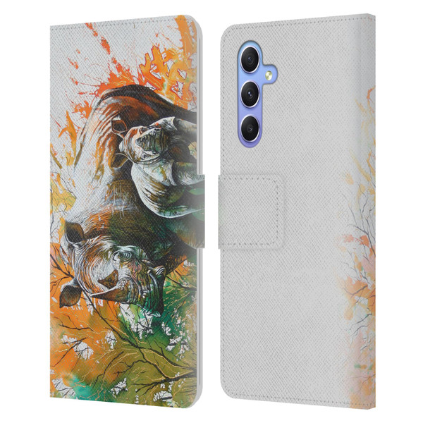 Graeme Stevenson Assorted Designs Rhino Leather Book Wallet Case Cover For Samsung Galaxy A34 5G
