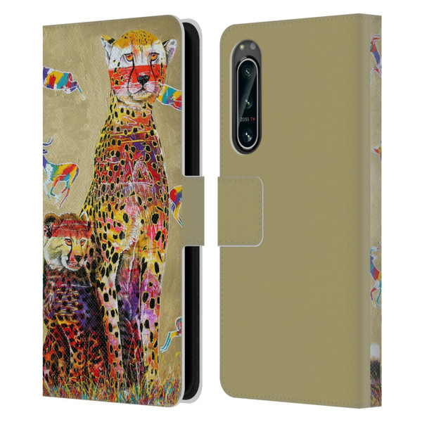 Graeme Stevenson Colourful Wildlife Cheetah Leather Book Wallet Case Cover For Sony Xperia 5 IV
