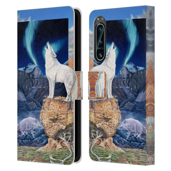 Graeme Stevenson Wildlife Wolves 3 Leather Book Wallet Case Cover For Sony Xperia 5 IV