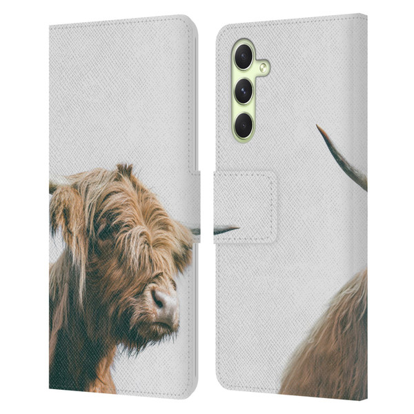 Patrik Lovrin Animal Portraits Majestic Highland Cow Leather Book Wallet Case Cover For Samsung Galaxy A54 5G