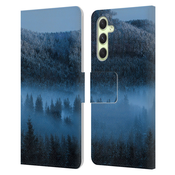 Patrik Lovrin Magical Foggy Landscape Magical Fog Over Snowy Forest Leather Book Wallet Case Cover For Samsung Galaxy A54 5G