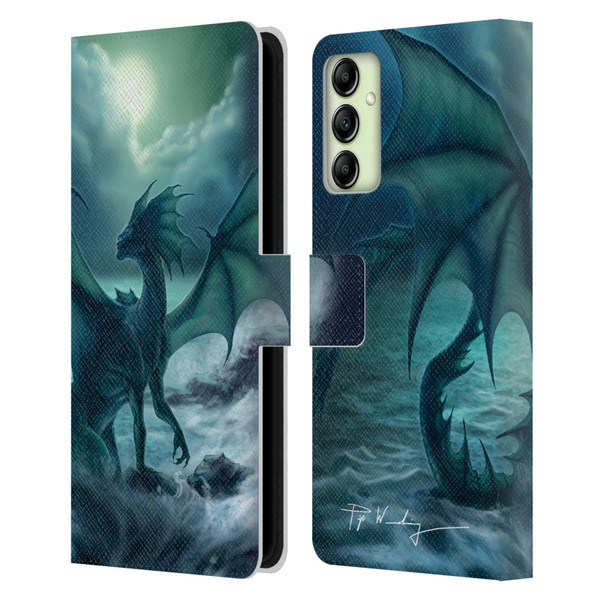 Piya Wannachaiwong Black Dragons Dark Waves Leather Book Wallet Case Cover For Samsung Galaxy A14 5G