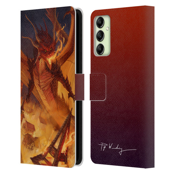 Piya Wannachaiwong Dragons Of Fire Dragonfire Leather Book Wallet Case Cover For Samsung Galaxy A14 5G