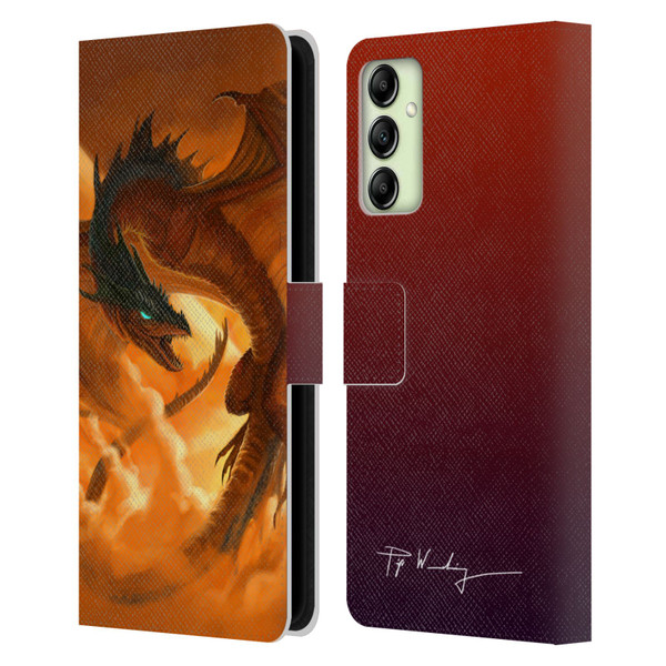 Piya Wannachaiwong Dragons Of Fire Sunrise Leather Book Wallet Case Cover For Samsung Galaxy A14 5G