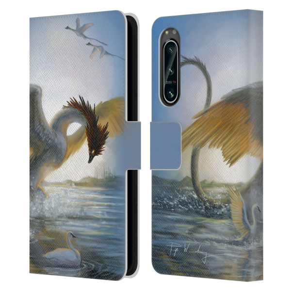Piya Wannachaiwong Dragons Of Sea And Storms Swan Dragon Leather Book Wallet Case Cover For Sony Xperia 5 IV