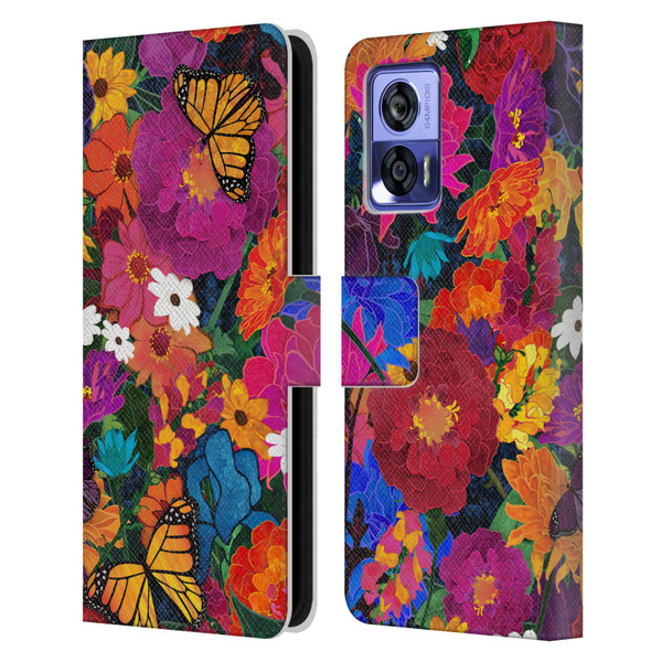 Suzan Lind Butterflies Flower Collage Leather Book Wallet Case Cover For Motorola Edge 30 Neo 5G