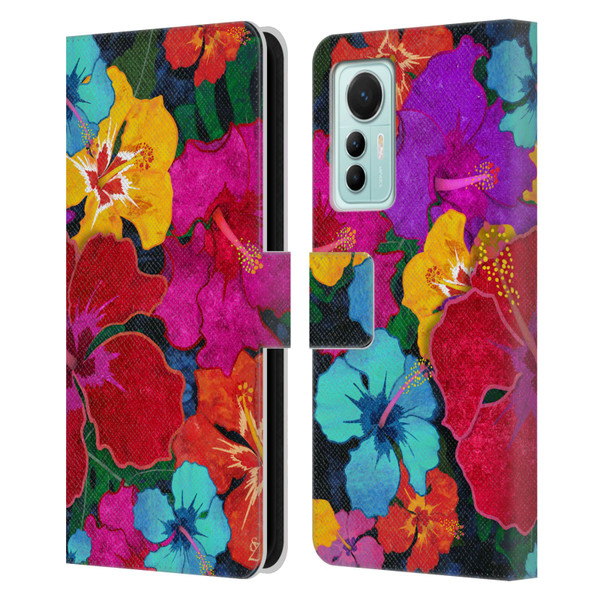 Suzan Lind Colours & Patterns Tropical Hibiscus Leather Book Wallet Case Cover For Xiaomi 12 Lite