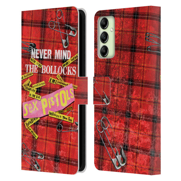 Sex Pistols Band Art Tartan Print Song Art Leather Book Wallet Case Cover For Samsung Galaxy A14 5G