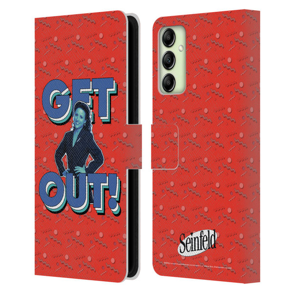 Seinfeld Graphics Get Out! Leather Book Wallet Case Cover For Samsung Galaxy A14 5G