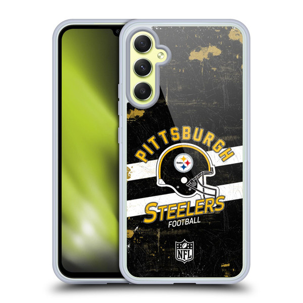 NFL Pittsburgh Steelers Logo Art Helmet Distressed Soft Gel Case for Samsung Galaxy A34 5G