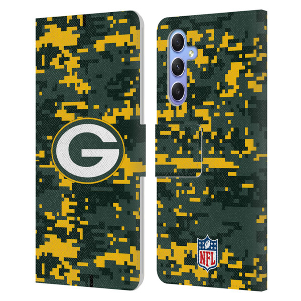 NFL Green Bay Packers Graphics Digital Camouflage Leather Book Wallet Case Cover For Samsung Galaxy A34 5G