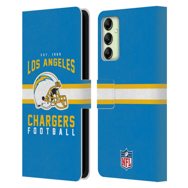 NFL Los Angeles Chargers Graphics Helmet Typography Leather Book Wallet Case Cover For Samsung Galaxy A14 5G