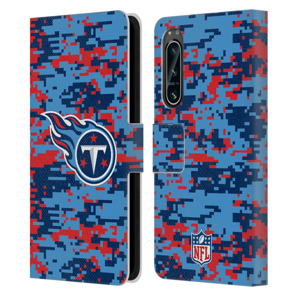 NFL Tennessee Titans Graphics Digital Camouflage Leather Book Wallet Case Cover For Sony Xperia 5 IV