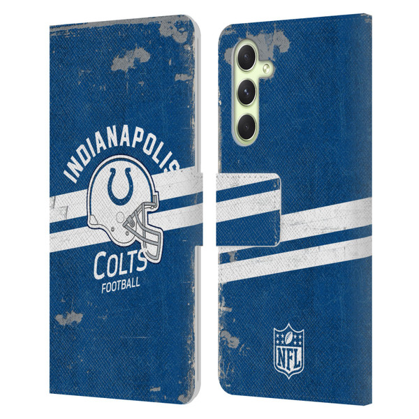 NFL Indianapolis Colts Logo Art Helmet Distressed Leather Book Wallet Case Cover For Samsung Galaxy A54 5G