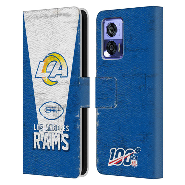 NFL Los Angeles Rams Logo Art Banner 100th Leather Book Wallet Case Cover For Motorola Edge 30 Neo 5G