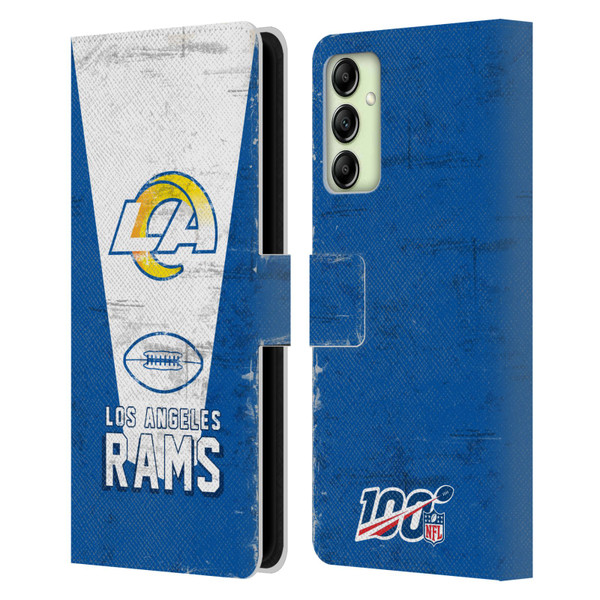 NFL Los Angeles Rams Logo Art Banner 100th Leather Book Wallet Case Cover For Samsung Galaxy A14 5G