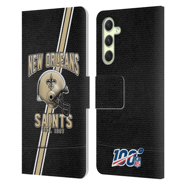 NFL New Orleans Saints Logo Art Football Stripes Leather Book Wallet Case Cover For Samsung Galaxy A54 5G