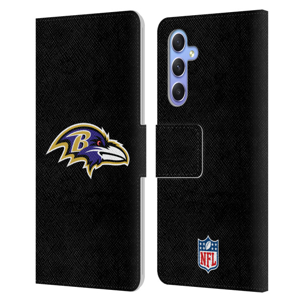 NFL Baltimore Ravens Logo Plain Leather Book Wallet Case Cover For Samsung Galaxy A34 5G