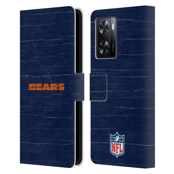 NFL Chicago Bears Logo Distressed Look Leather Book Wallet Case Cover For OPPO A57s