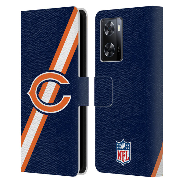 NFL Chicago Bears Logo Stripes Leather Book Wallet Case Cover For OPPO A57s
