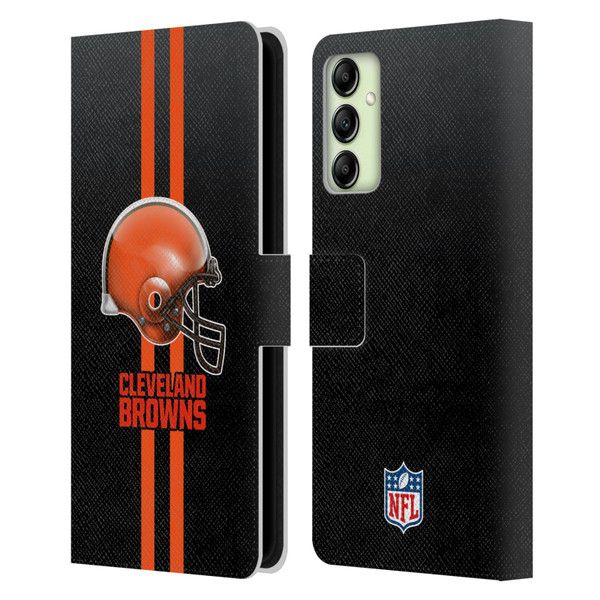 NFL Cleveland Browns Logo Helmet Leather Book Wallet Case Cover For Samsung Galaxy A14 / 5G