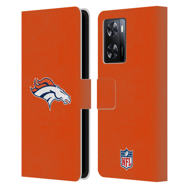 NFL Denver Broncos Logo Plain Leather Book Wallet Case Cover For OPPO A57s