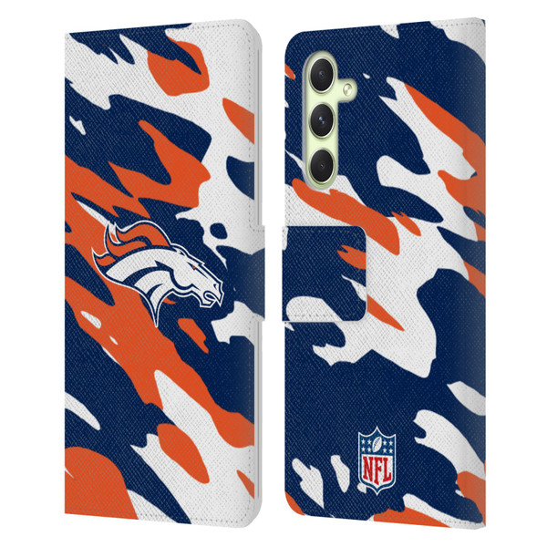 NFL Denver Broncos Logo Camou Leather Book Wallet Case Cover For Samsung Galaxy A54 5G